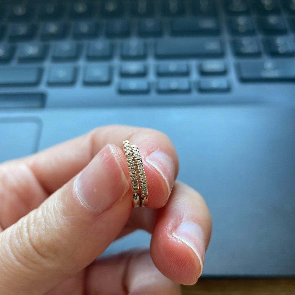 Mejuri 14k gold Pave Huggie Hoops